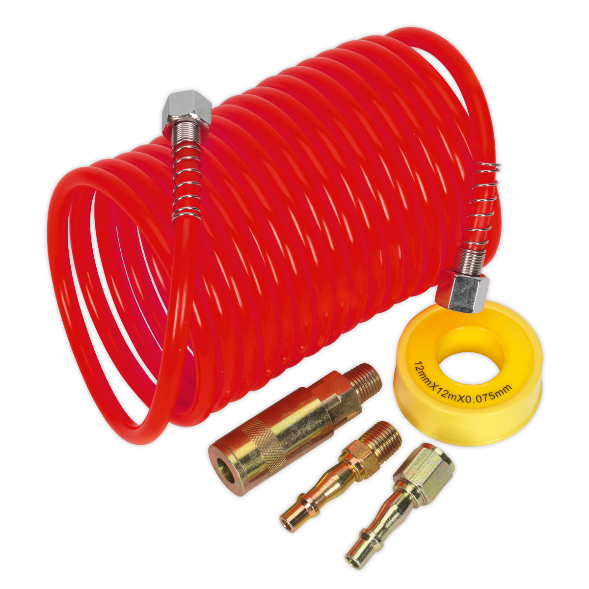 Sealey 5m x Ø5mm PE Coiled Air Hose Kit With Quick Release Coupling Kit AHK03