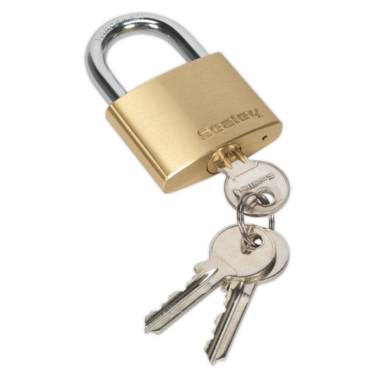 Sealey Brass Body Padlock With Three Keys Corrosion Resistant 50mm PL102