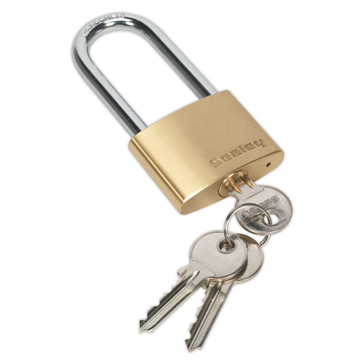 Sealey Brass Body Padlock Long Shackle Corrosion Resistant - 50mm PL102L