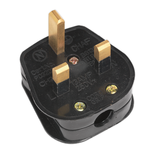 Sealey Resilient Plug 13Amp Heavy Duty BS 1363/A and BS 6500 Black PL13/320S