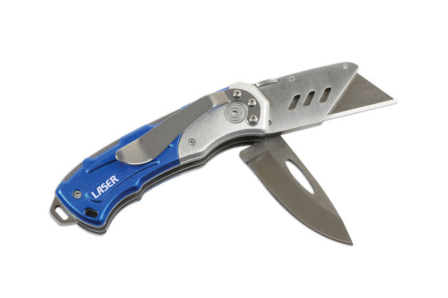 LASER 5658 Dual Blade Mechanics Knife Stainless Steel & Utility Knife Combo