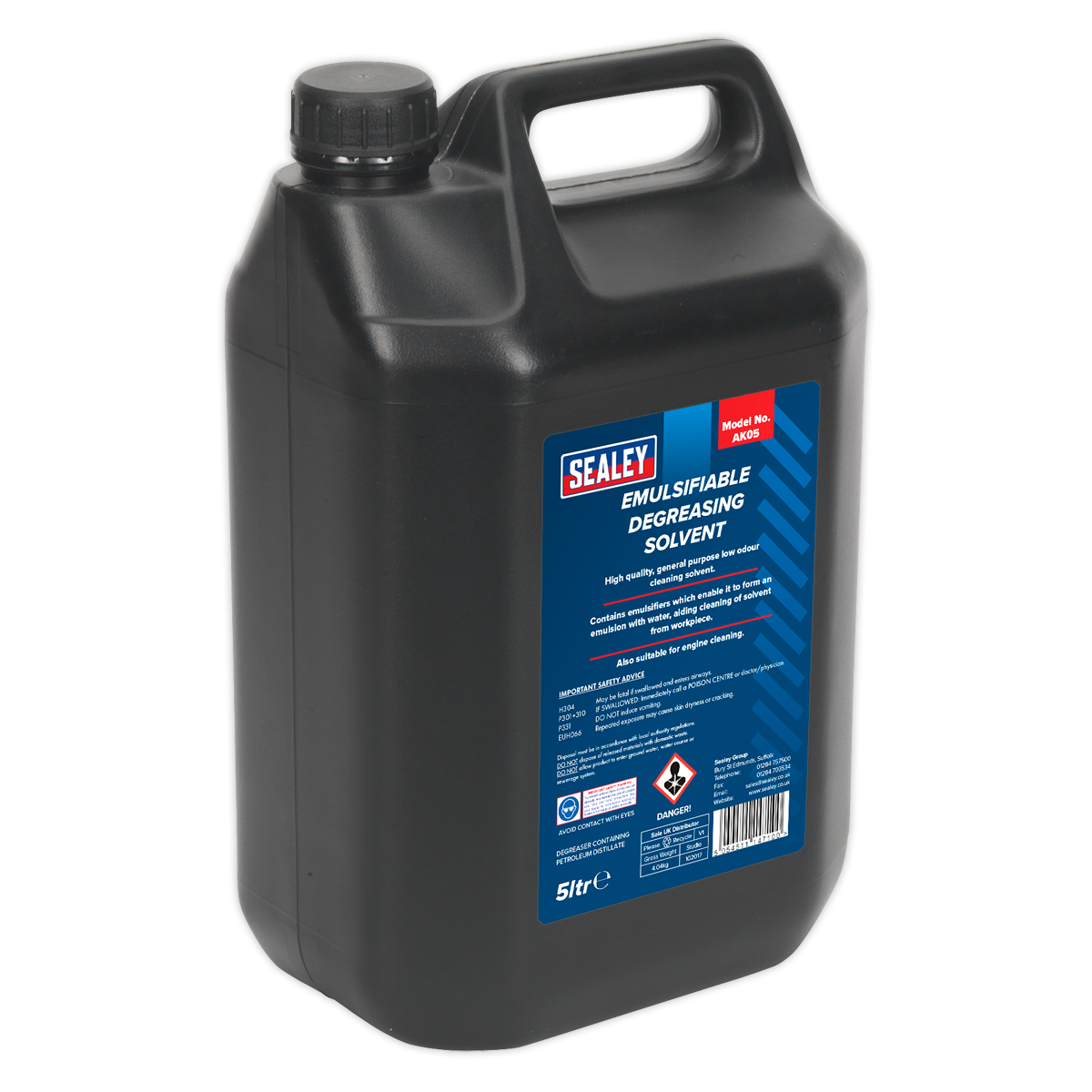Sealey Emulsifiable Degreasing Low Odour Cleaning Solvent - 5L Drum AK05
