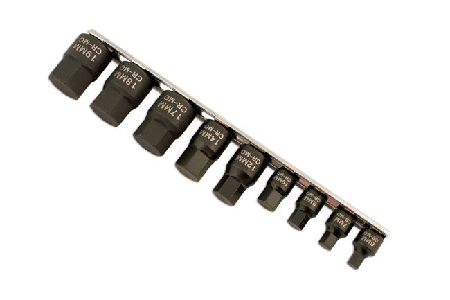 LASER 5665 9Pcs Screwdriver Low Impact Hex Bit Set Chrome Molybdenum Steel