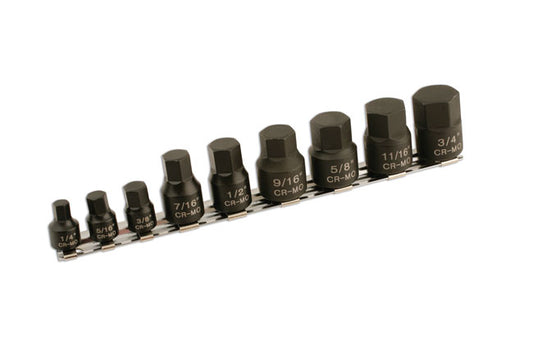 LASER 5666 9Pcs Screwdriver Low Impact Hex Bit Set Chrome Molybdenum Steel