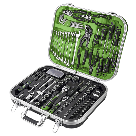 Sealey 144 Pieces Mechanics Tool Kit 1/4" 3/8" 1/2" - Hi-Vis Green AK7980HV