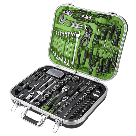 Sealey 144 Pieces Mechanics Tool Kit 1/4" 3/8" 1/2" - Hi-Vis Green AK7980HV