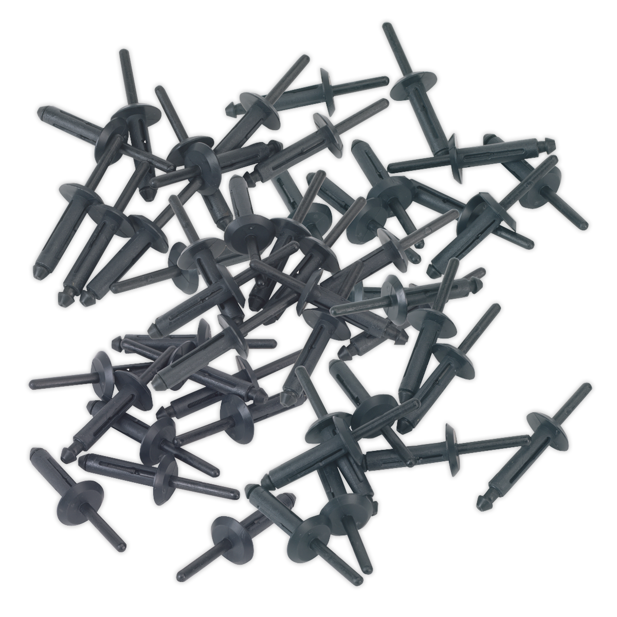 Sealey Plastic Rivets 50 Pieces 6.3mm x 25.2mm Fasteners Push Trim Clips PR002