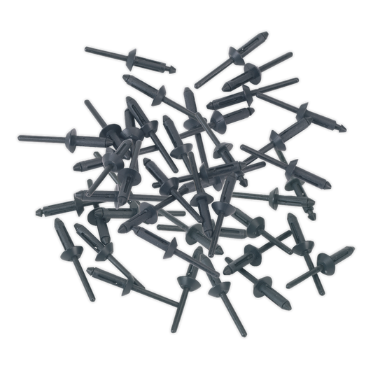 Sealey Plastic Rivets 50 Pieces 5mm x 15.8mm Fasteners Push Trim Clips PR003
