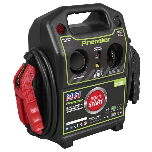 Sealey 12/24V Premier RoadStart Jump Starter 5000A With 15V 3A Charger PRS5000