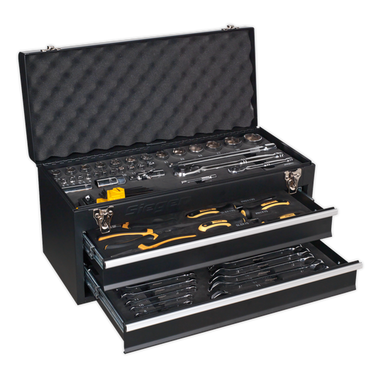 Sealey Portable Tool Chest Box Storage Cabinet 2 Drawers 90 Pcs Tool Kit S01055
