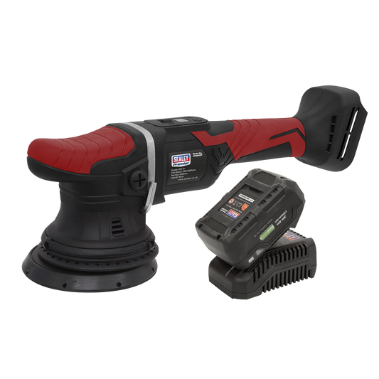 Sealey Cordless Orbital Polisher Kit 20V 2100-5000rpm 125mm Red/Black CP20VOPKIT
