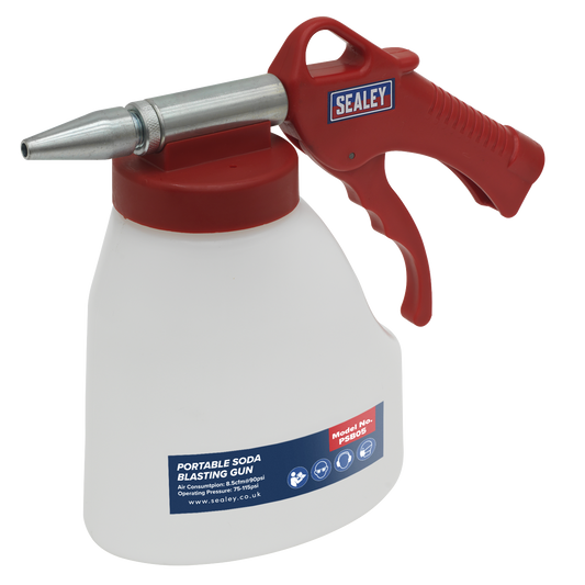Sealey Portable Soda Blasting Gun With Adjustable Nozzle - Red/White PSB05
