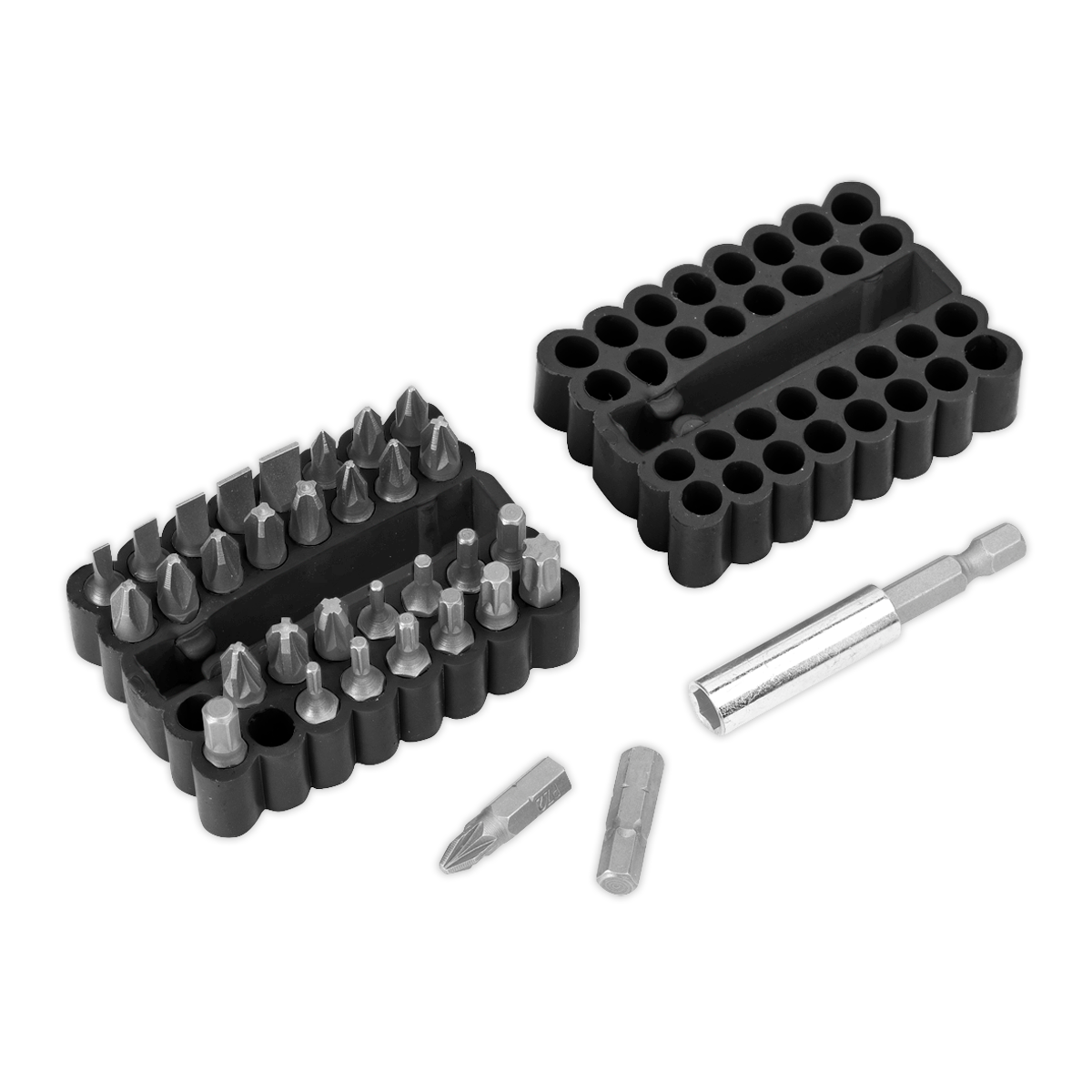 Sealey Bit & Magnetic Adaptor Set Chrome Vanadium steel 33 Pieces AK110