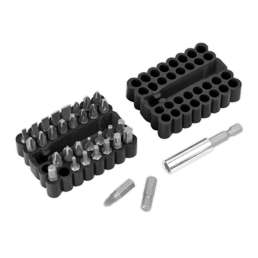 Sealey Bit & Magnetic Adaptor Set Chrome Vanadium steel 33 Pieces AK110