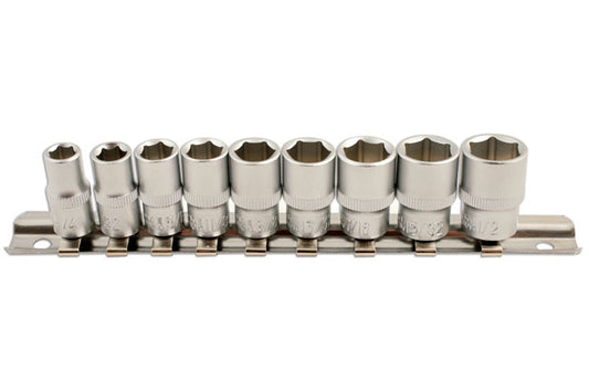 LASER 5691 Socket Wrench Set 1/4" Inch Drive 9 Pieces Chrome Vanadium Steel Tool