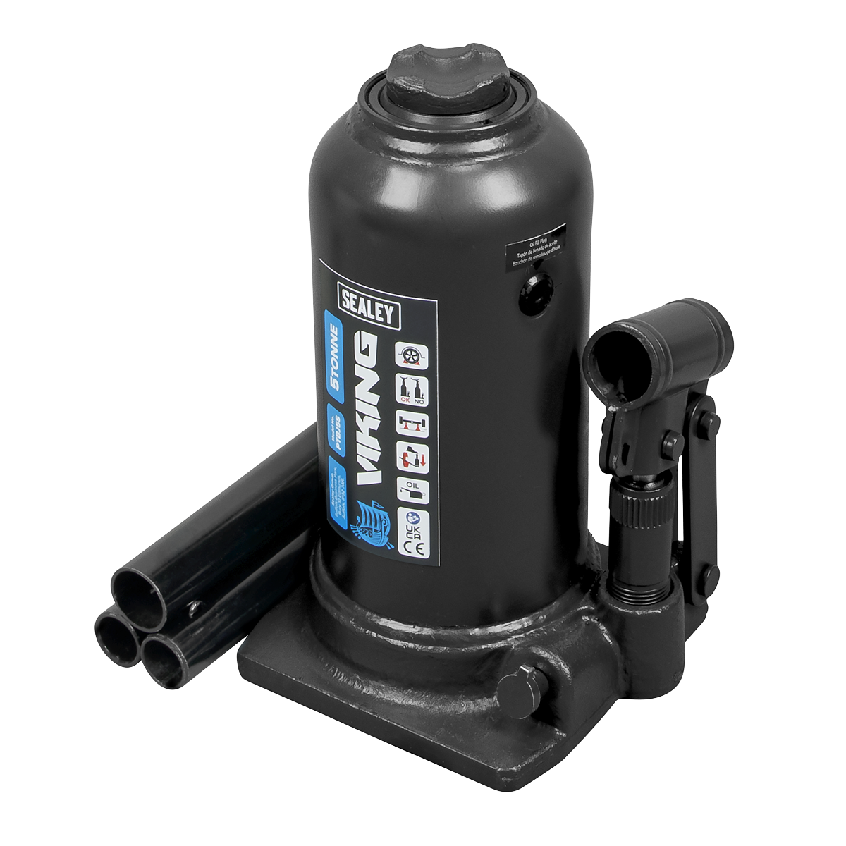 Sealey 5 Tonne Viking Telescopic Bottle Jack With Safety Overload Valve PTBJ5S