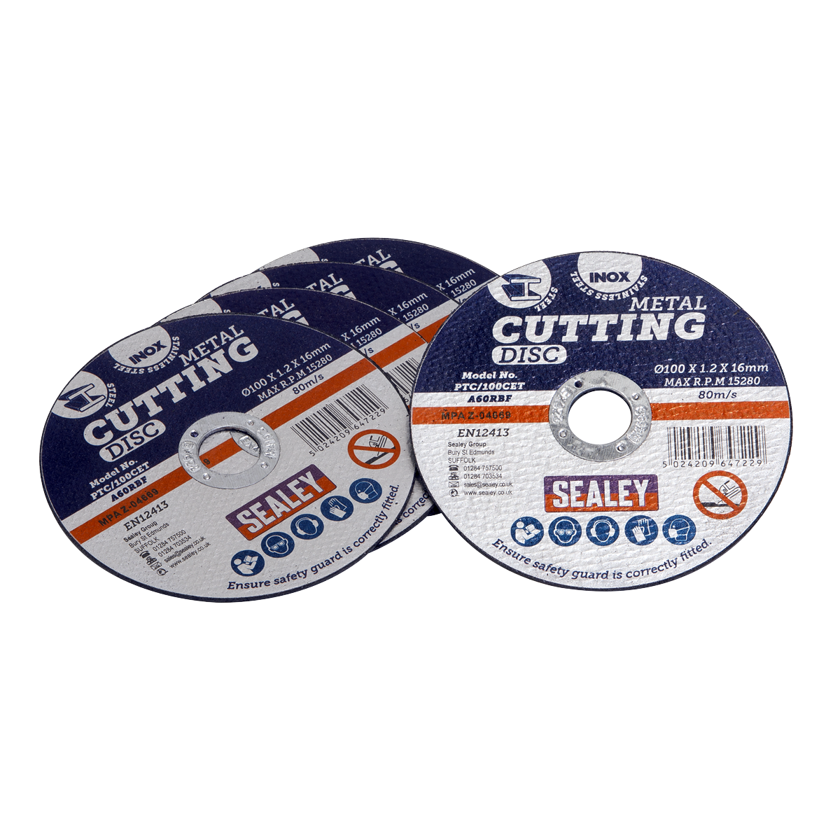 Sealey Cutting Disc For Power Tools Ø100 x 1.2mm 16mm Bore Pack Of 5 PTC/100CET5