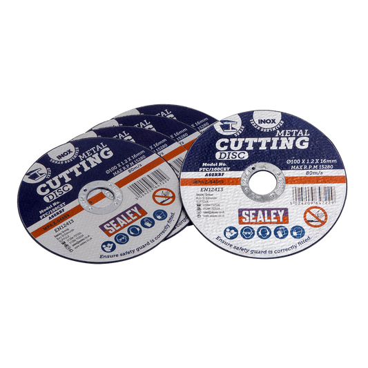 Sealey Cutting Disc For Power Tools Ø100 x 1.2mm 16mm Bore Pack Of 5 PTC/100CET5