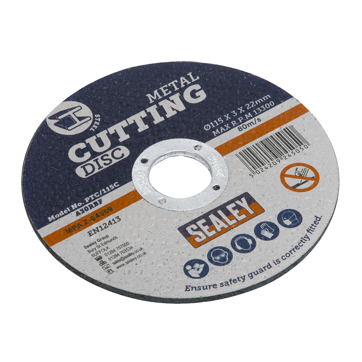 Sealey General-Purpose Flat Cutting Disc Ø115 x 3mm 22 mm Bore PTC/115C