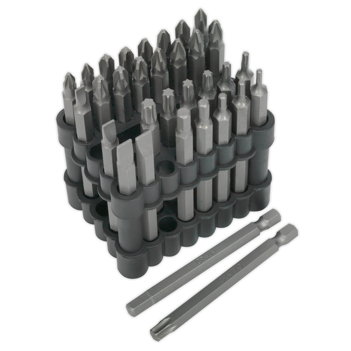Sealey Power Tool Bit Set Daily Professional Use 32 Pieces Extra-Long 75mm AK112