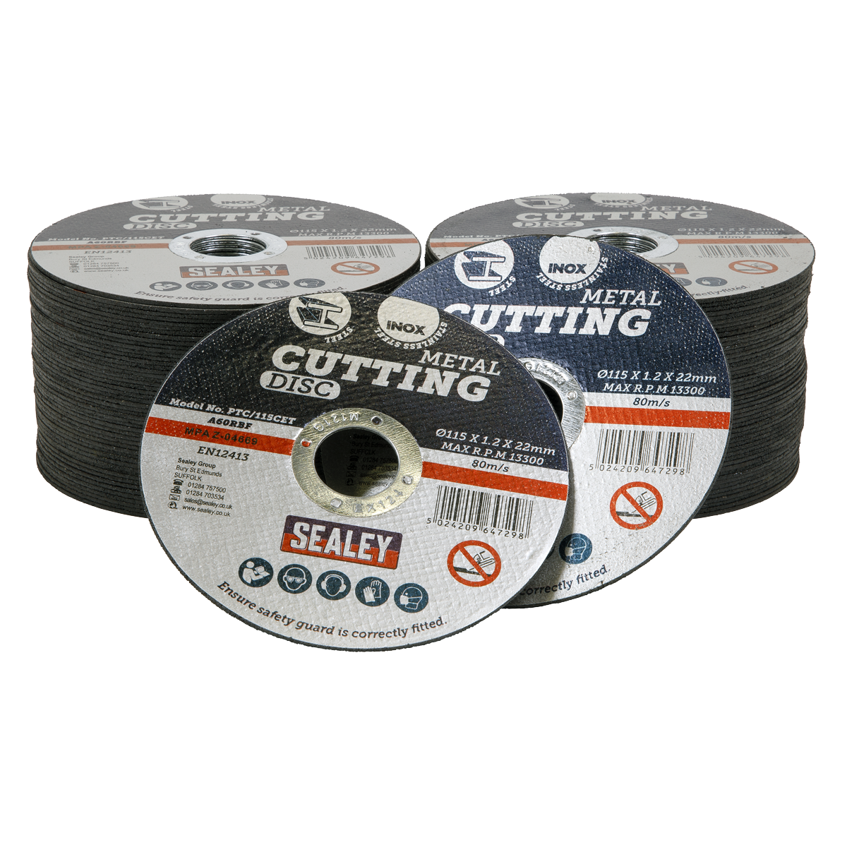 Sealey Flat Cutting Disc Ø115 x 1.2mm Ø22mm Bore x100 Pieces PTC/115CET100