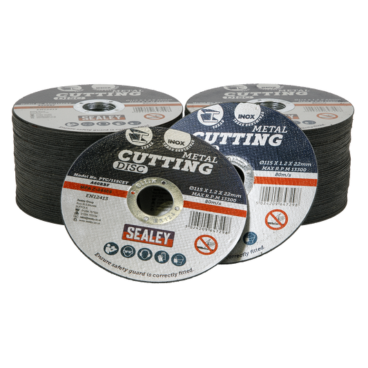 Sealey Flat Cutting Disc Ø115 x 1.2mm Ø22mm Bore x100 Pieces PTC/115CET100