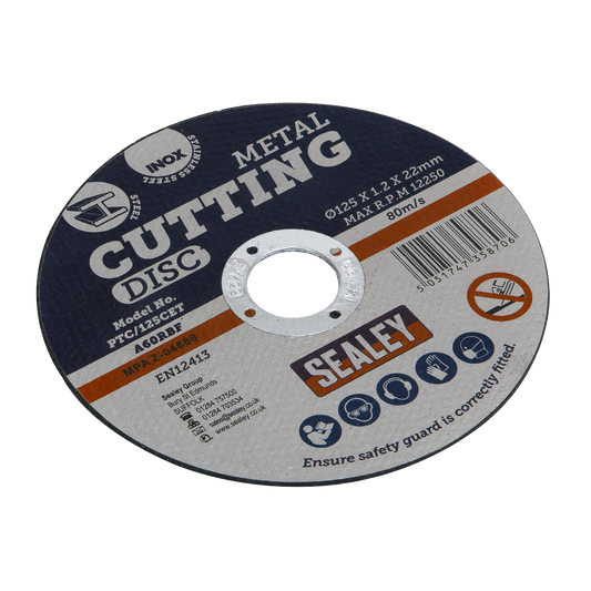 Sealey General Purpose Flat Cutting Disc Ø125mm x 1.2mm Ø22mm Bore PTC/125CET