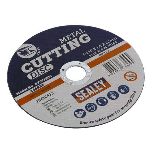 Sealey Abrasive Cutting Disc For Cut-Off Tools 150mm x 1.6mm 22mm Bore PTC/150C
