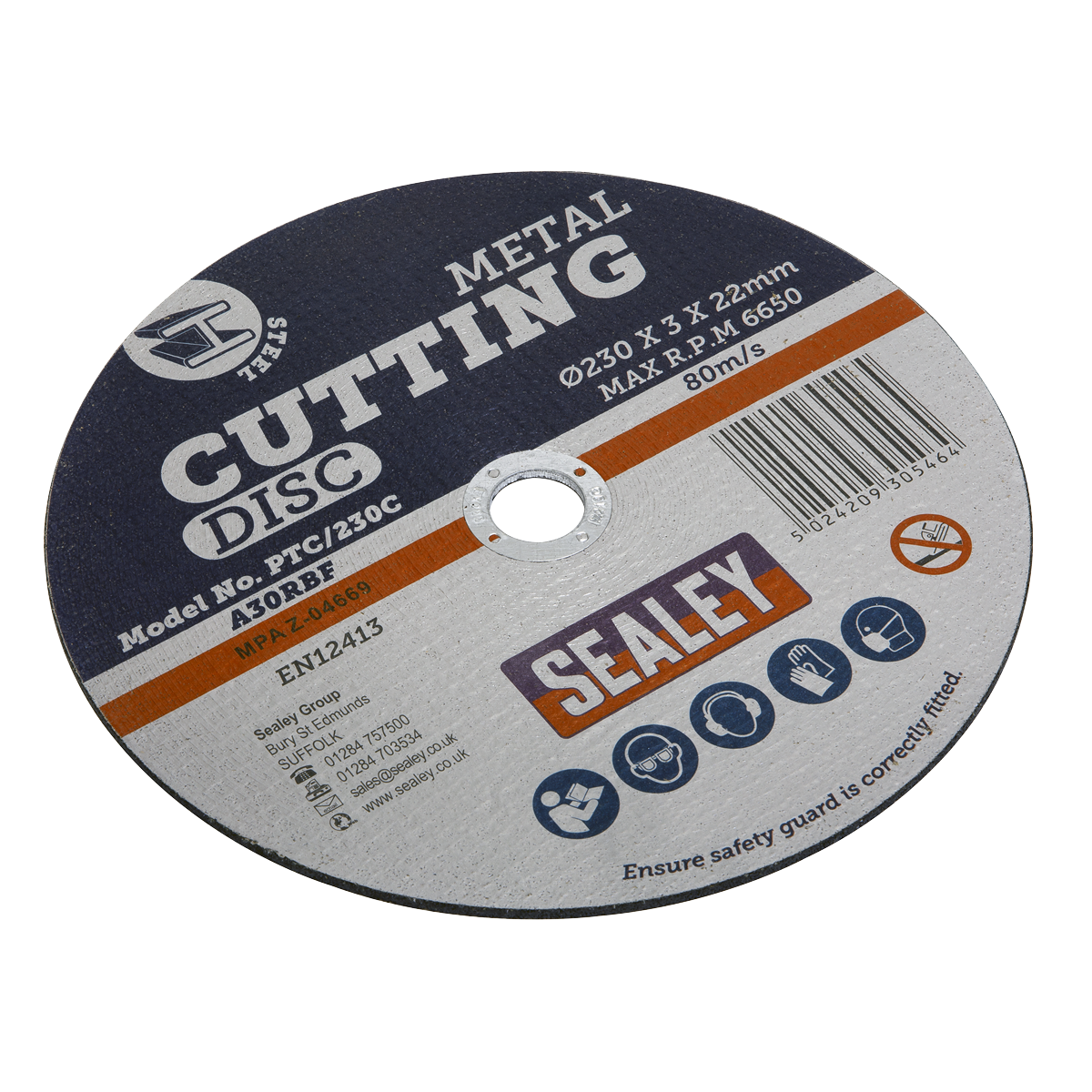 Sealey General Purpose Flat Cutting Disc Ø230mm x 3mm Ø22mm Bore PTC/230C