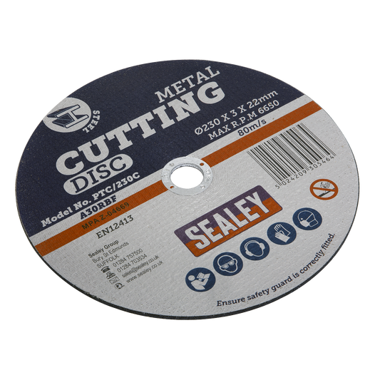 Sealey General Purpose Flat Cutting Disc Ø230mm x 3mm Ø22mm Bore PTC/230C