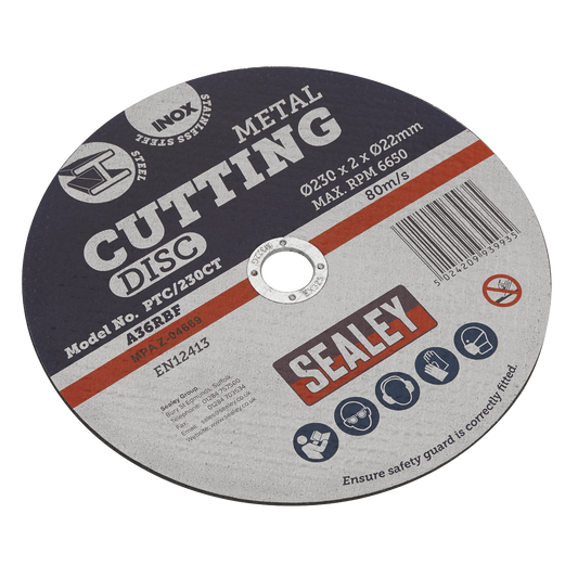 Sealey General Purpose Flat Cutting Disc Ø230mm x 2mm Ø22mm Bore PTC/230CT