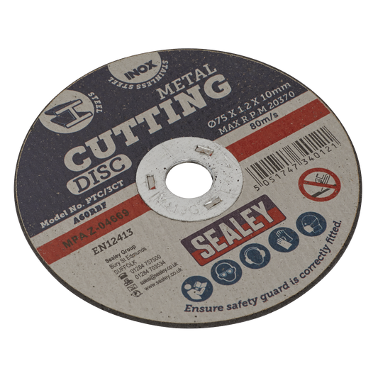 Sealey General Purpose Flat Cutting Disc Ø75mm x 1.2mm Ø10mm Bore PTC/3CT