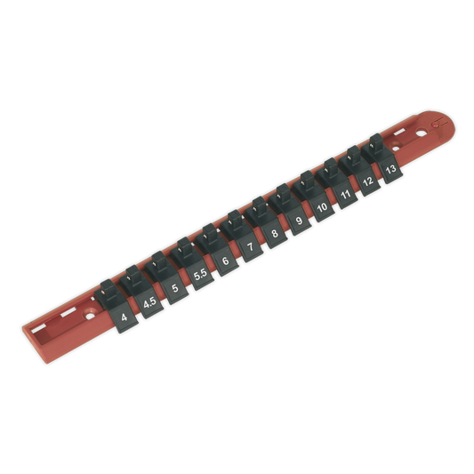 Sealey Socket Retaining Rail With 12 Clips 1/4" Drive Professional AK1412