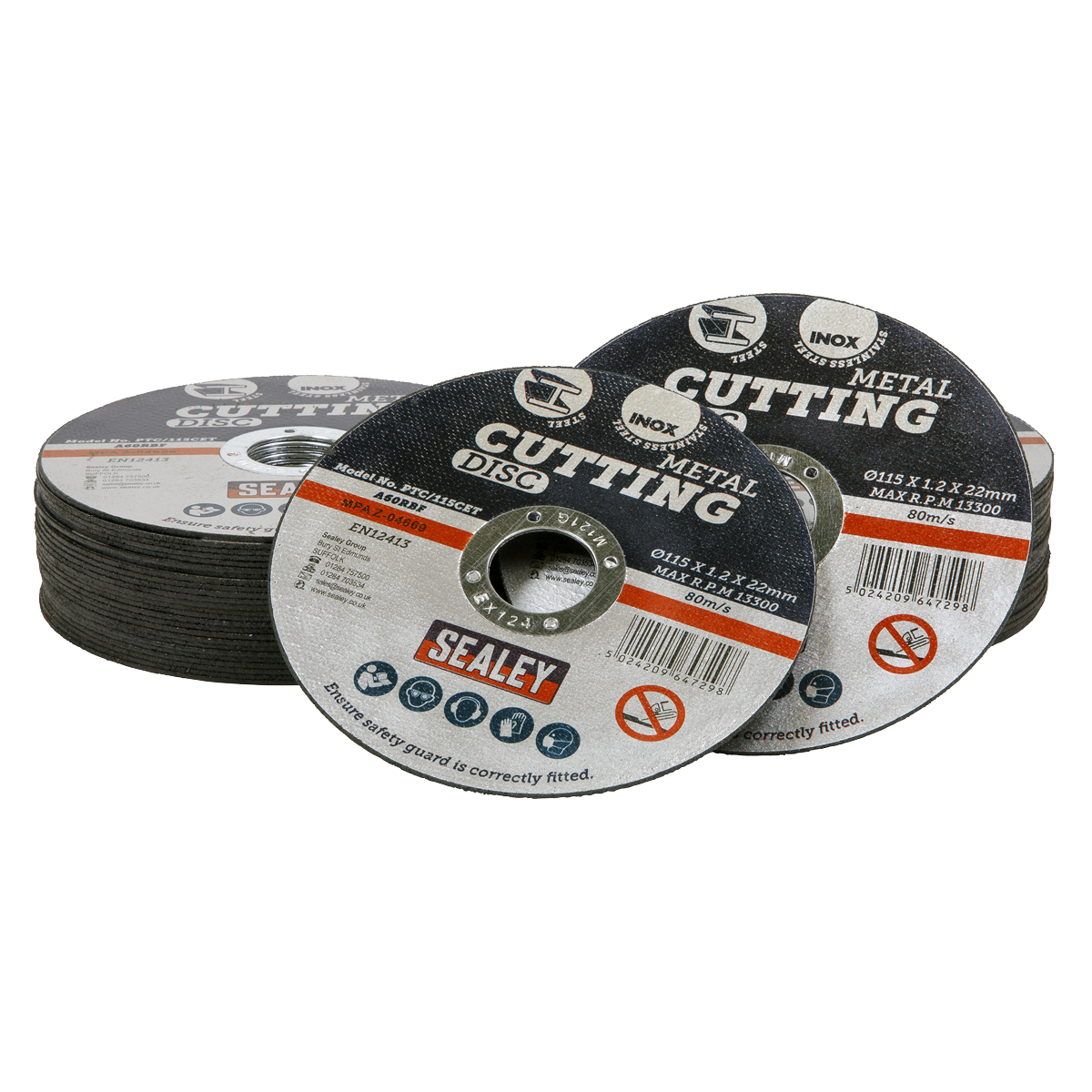 Sealey Flat Cutting Disc Ø115 x 1.2mm Ø22mm Bore Pack of 50 Pieces PTC115CET50