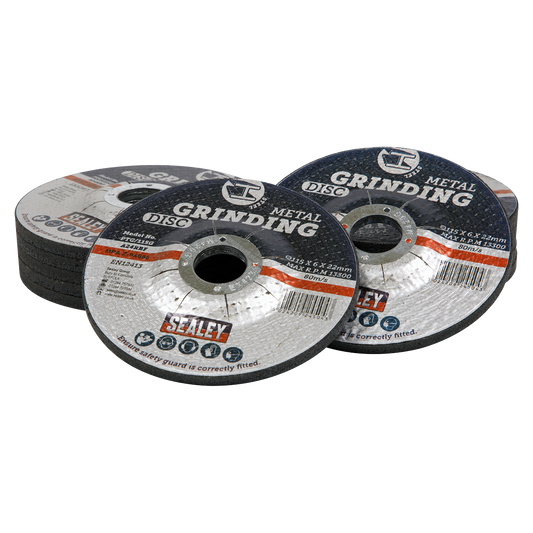 Sealey Aluminium Oxide Grinding Disc 115mm x 6mm Ø22mm Bore x12 Pieces PTC115G12