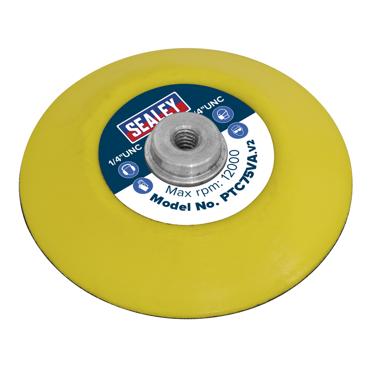 Sealey Ø71mm Hook & Loop Backing Pad For Power Tool 1/4" UNC - Yellow PTC75VA