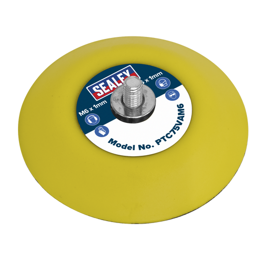 Sealey Hook & Loop Backing Pad For Electric/Air Tools Ø71mm M6 x 1mm PTC75VAM6