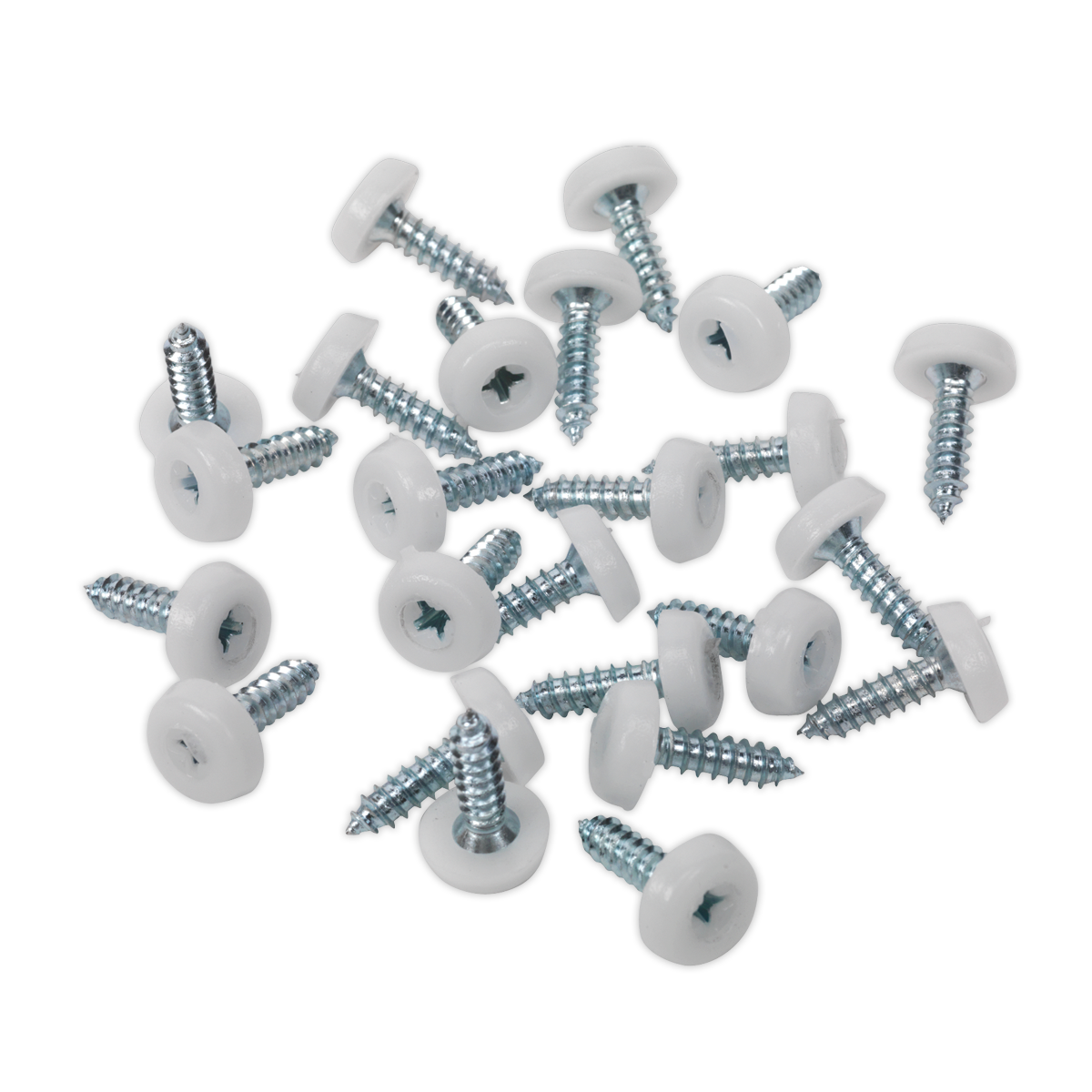 Sealey Number Plate Screw Plastic Enclosed Head 4.8 x 18mm White Pack Of 50