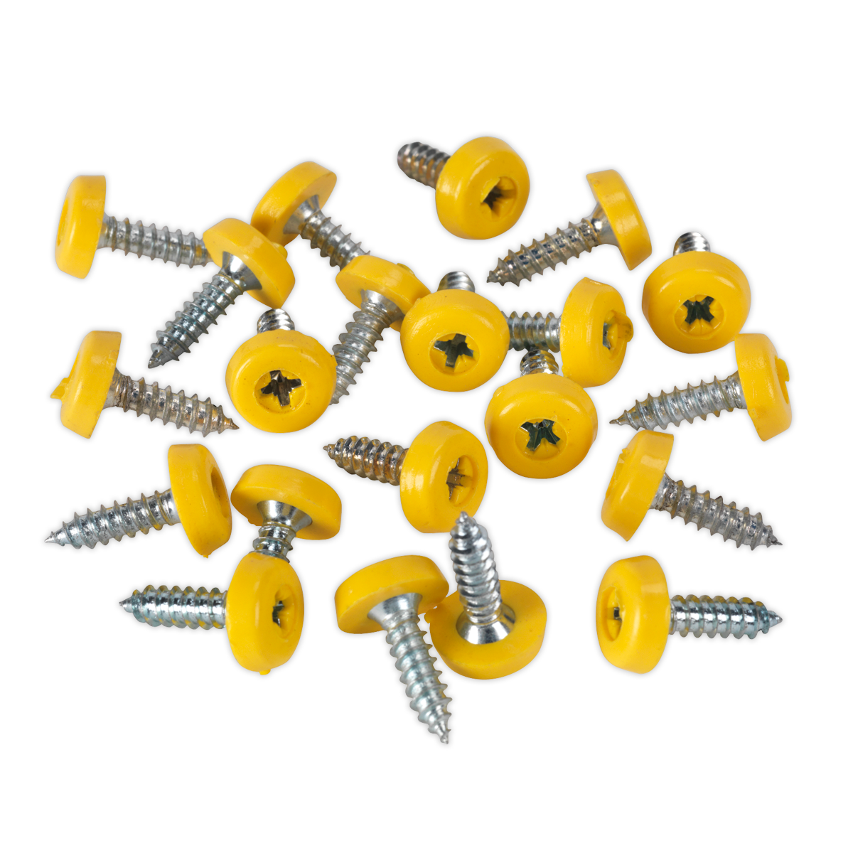 Sealey Number Plate Screw Plastic Enclosed Head 4.8 x 18mm Yellow Pack Of 50