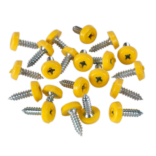 Sealey Number Plate Screw Plastic Enclosed Head 4.8 x 18mm Yellow Pack Of 50