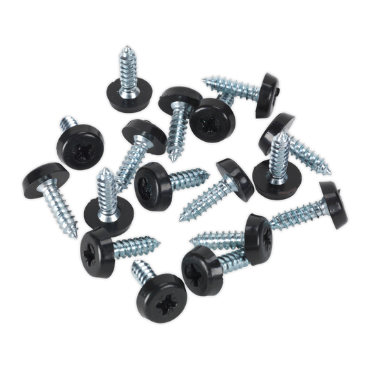 Sealey Number Plate Screw Plastic Enclosed Head 4.8 x 18mm Black Pack Of 50