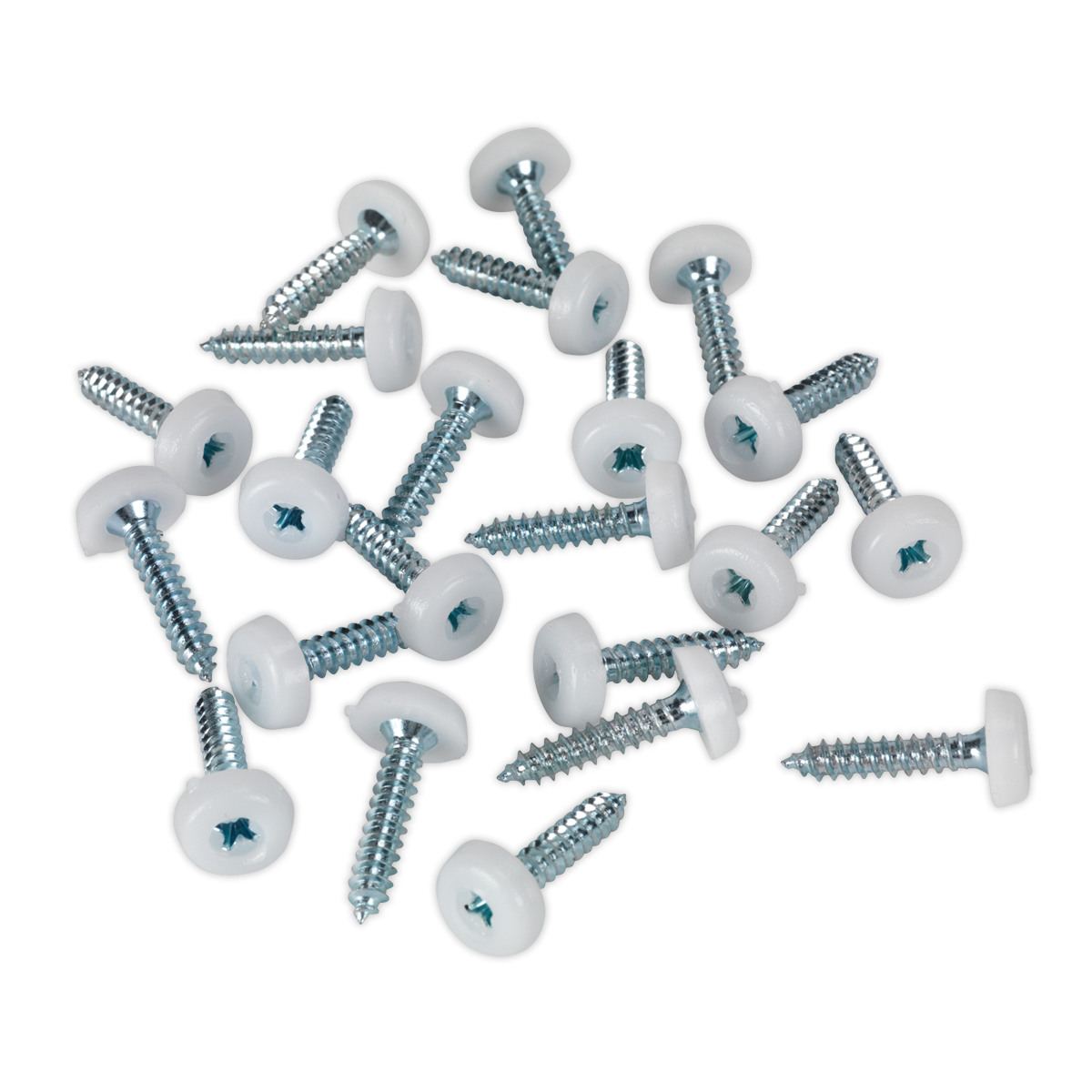 Sealey Number Plate Screw Plastic Enclosed Head 4.8 x 24mm White Pack of 50