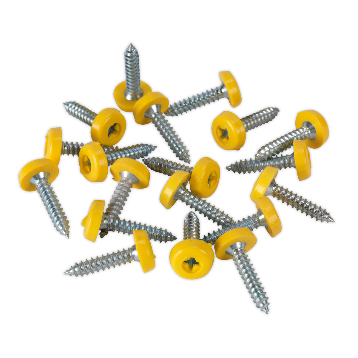 Sealey Number Plate Screw Plastic Enclosed Head 4.8 x 24mm Yellow Pack of 50