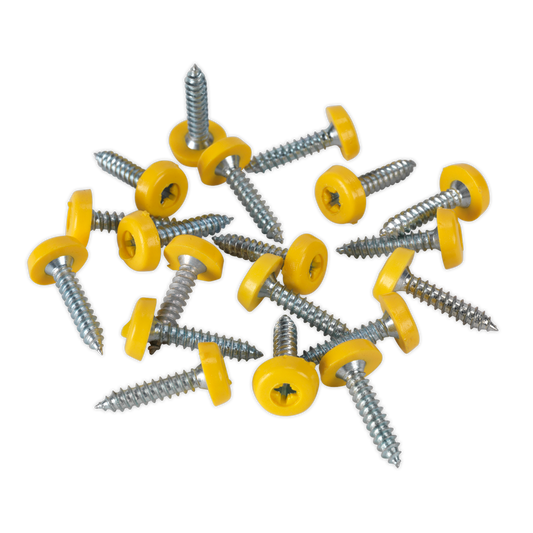 Sealey Number Plate Screw Plastic Enclosed Head 4.8 x 24mm Yellow Pack of 50