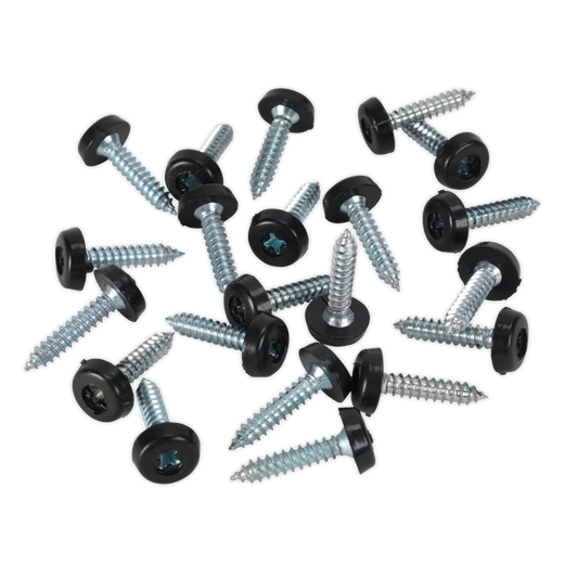 Sealey Number Plate Screw Plastic Enclosed Head 4.8 x 24mm Black Pack of 50