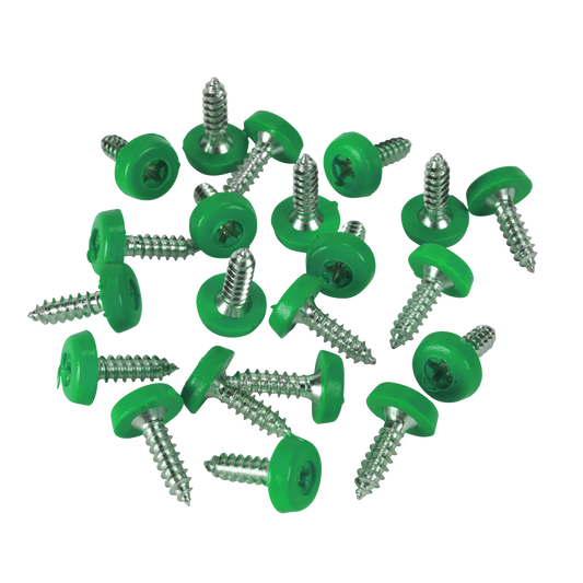 Sealey Green Number Plate Screws 4.8 x 18mm 50 Pieces Plastic Head PTNPG