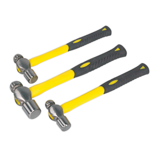 Sealey 3 Pieces Ball Pein Hammer Set With Fibreglass Shafts Professional AK2031