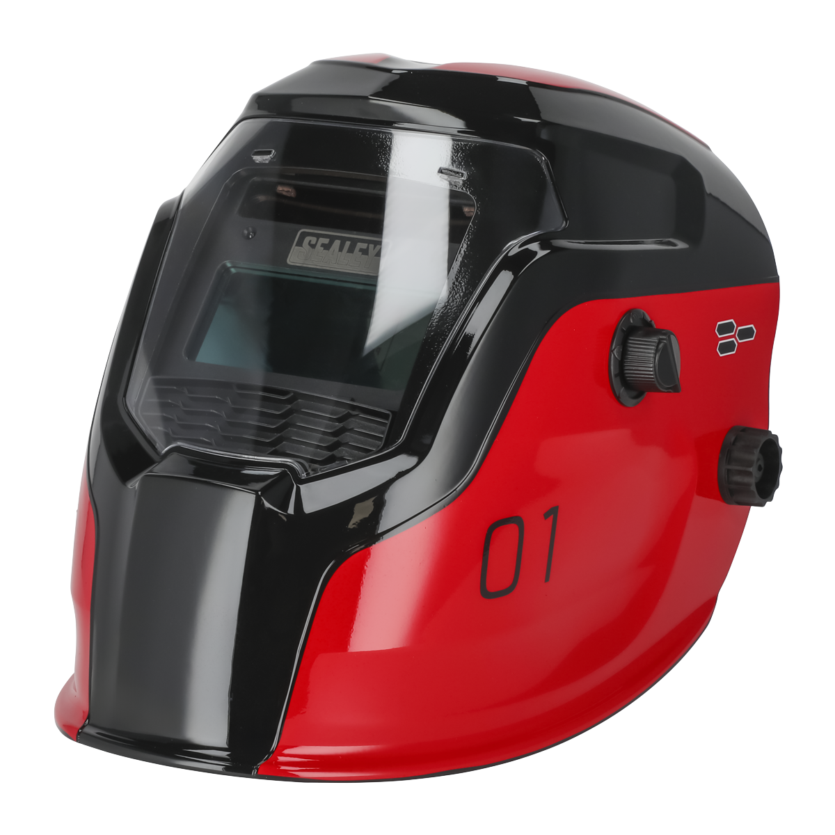 Sealey Auto Darkening Welding Helmet With Rotary Knob - Shade 9-13 - Red PWH1