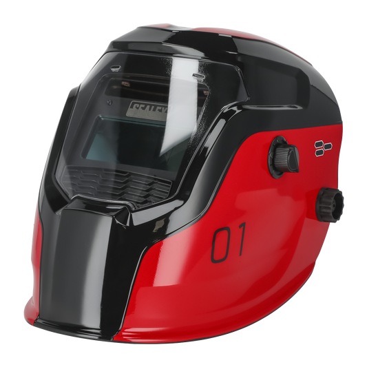 Sealey Auto Darkening Welding Helmet With Rotary Knob - Shade 9-13 - Red PWH1