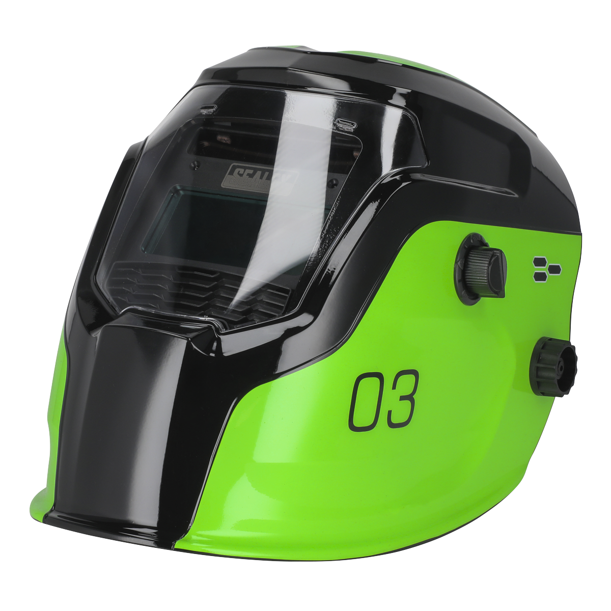 Sealey Auto Darkening Welding Helmet With Rotary Knob - Shade 9-13 - Green PWH3